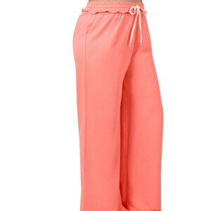 #417 PLUS FRENCH TERRY DRAWSTRING WAIST RAW EDGE HEM WITH POCKETS